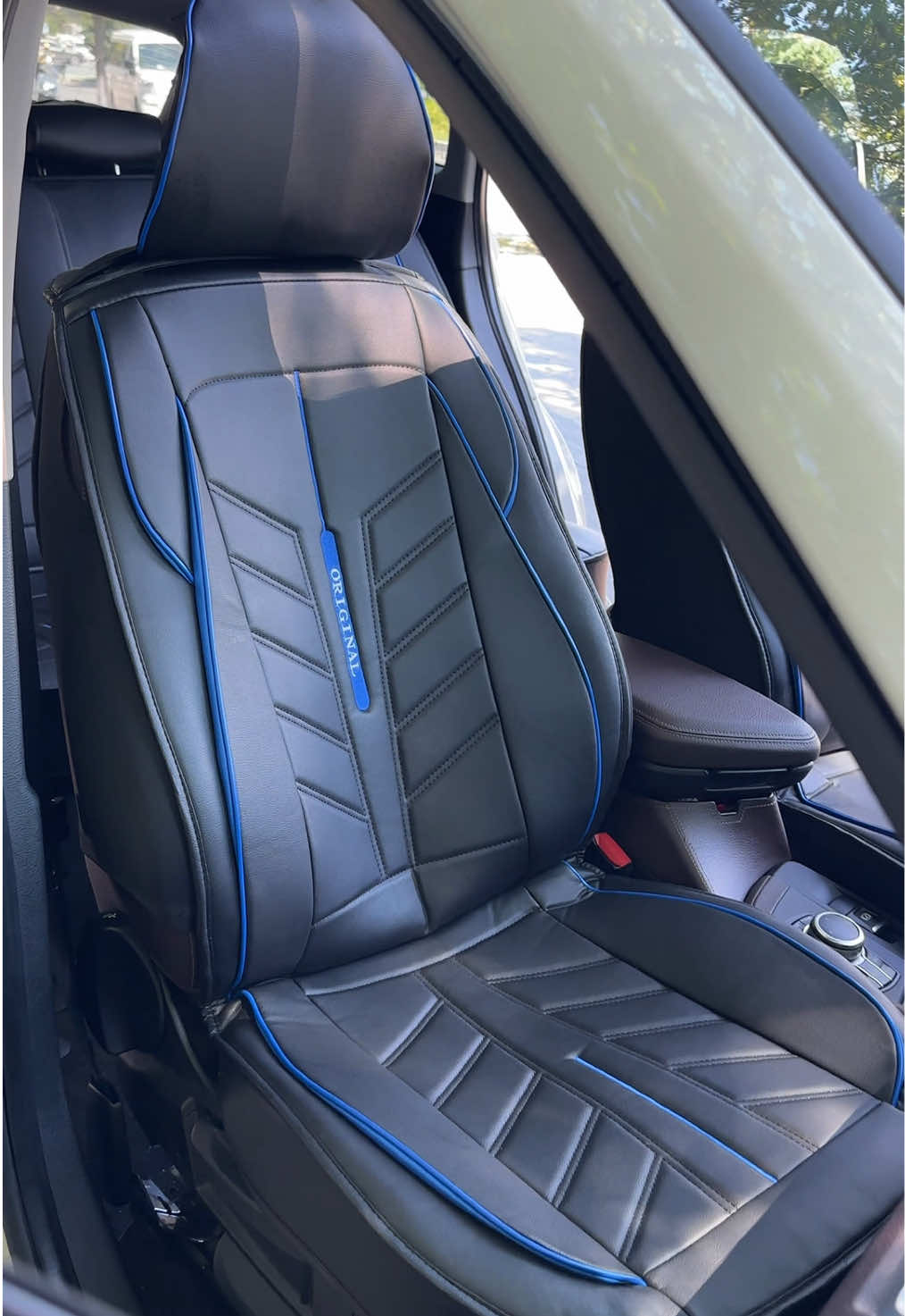 Leather Car Seat Covers Scratch Proof Blue Stitch Leather Seat Covers Easy To Wipe Clean  #ScratchProofCar #EasyCleanCarSeats #summerfinds  #summerwins #WaterproofCarAccessories 