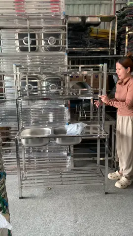 Bồn rửa chén inox 2 học ngang 1m05, rộng 45, có 1m5 . Có vòi - bộ xả đầy đủ . Có kệ úp chén tiện lợi #bồnrửabát #bồn_rửa_chén_inox 