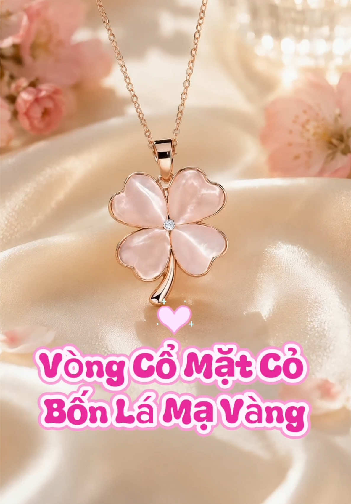 Vòng Cổ Cỏ Bốn Lá Đính Đá mạ vàng trắng #vongco #cobonla #daychuyencobonla #phongthuytamlinh #Trending 