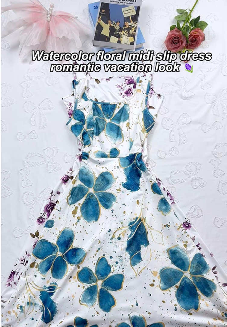 Packing this gorgeous dress for my upcoming beach trip and sunset dinners. 🌅#mididress #vacationoutfit #floralprint #summerdress #tiktokshop 