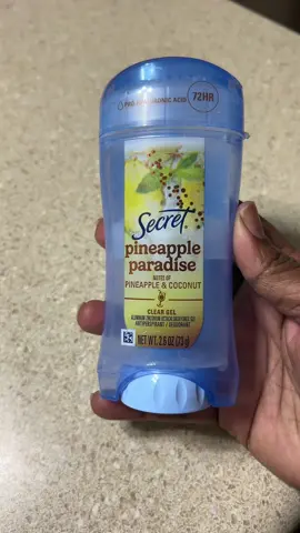 This is for pineapple lovers. It’s cold when you apply it which if you’re used to solid deodorant is a bit unusual. The pineapple is with you wherever you go lol #complimentary #GiftedBySecret #FresherUnderPressure #PineappleParadiseClearGel @influenster @Secret Deodorant 