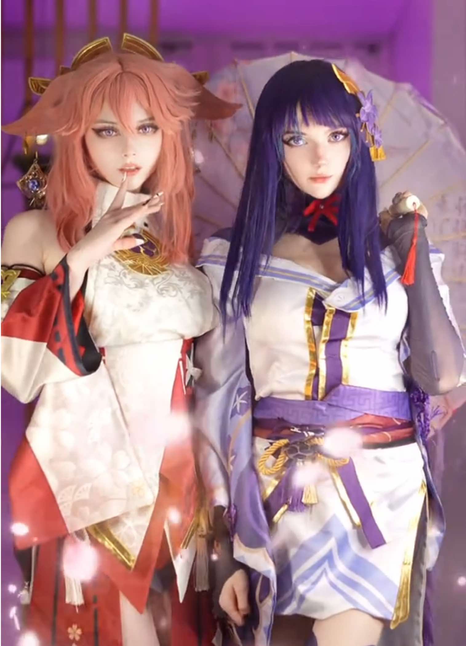 Rate our cosplay on mighty electro Archon🩷 and beauty pinky fox💜 With cutie @dekomores  Listen my track angel — astochka on all music platforms 🎶  #wlw #raidenshogun #yaemiko #cosplay #GenshinImpact 