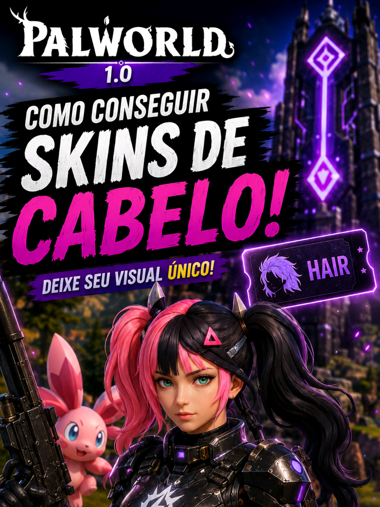 Quer liberar novas skins de cabelo no Palworld? 💇‍♂️🔥 Nesse vídeo eu mostro como conseguir novos estilos para personalizar seu personagem e deixar ele com uma aparência muito mais insana! Salva o vídeo para não esquecer. 👀 #Palworld #DicasPalworld #Skins #Cabelo #Personalização 