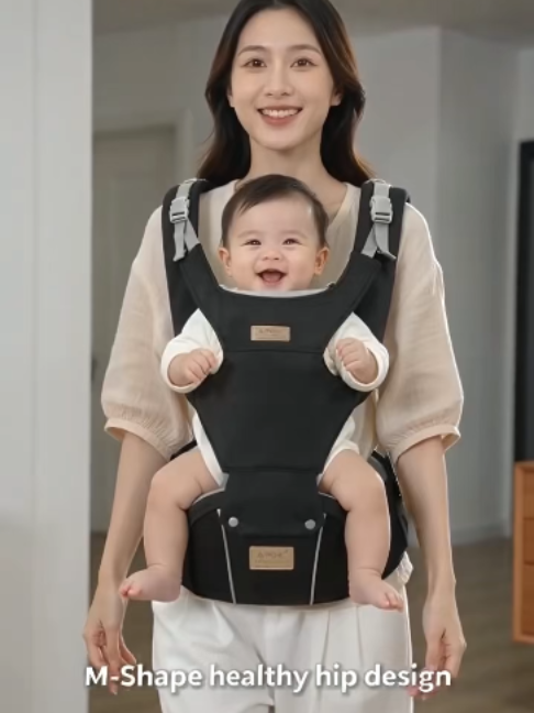 Multi-Position Detachable Baby Hip Seat With Cute Bear Ear Head Support#BabyCarrier #NewMom #ParentingHacks #MomEssentials #HipSeat #BabyGear