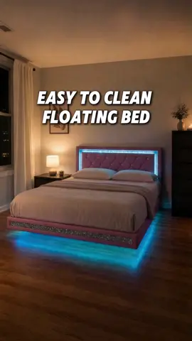 Curved refined floating bed frame limited time sale builds a warm upscale bedroom retreat #JapandiSleepSpace #FloatingBedDesign #BedroomVisualExpansion #BudgetHighEndDecor #BedroomRenewalProject