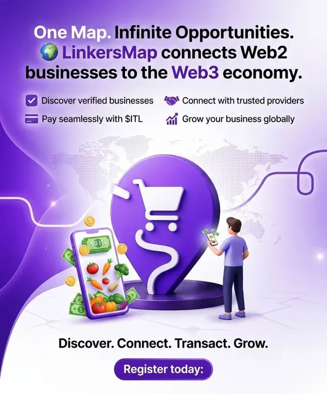 One Map. Big Opportunities! 🌍 LinkersMap brings your Web2 business into Web3. 🔍 Find trusted businesses 🤝 Connect with partners 💳 Pay with $ITL 📈 Grow globally Discover • Connect • Trade • Grow Register Free: [Link] linkersmap.com/stores/new #Interlink #ITLG #ITL  #LinkersMap  #LMP