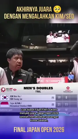 Bikin bangga, Akhirnya Fajar/Fikri kembali kalahkan Kim/Seo dan menjadi juara Japan Open 2026 #badminton #japanopen2026 #fajarfikri 