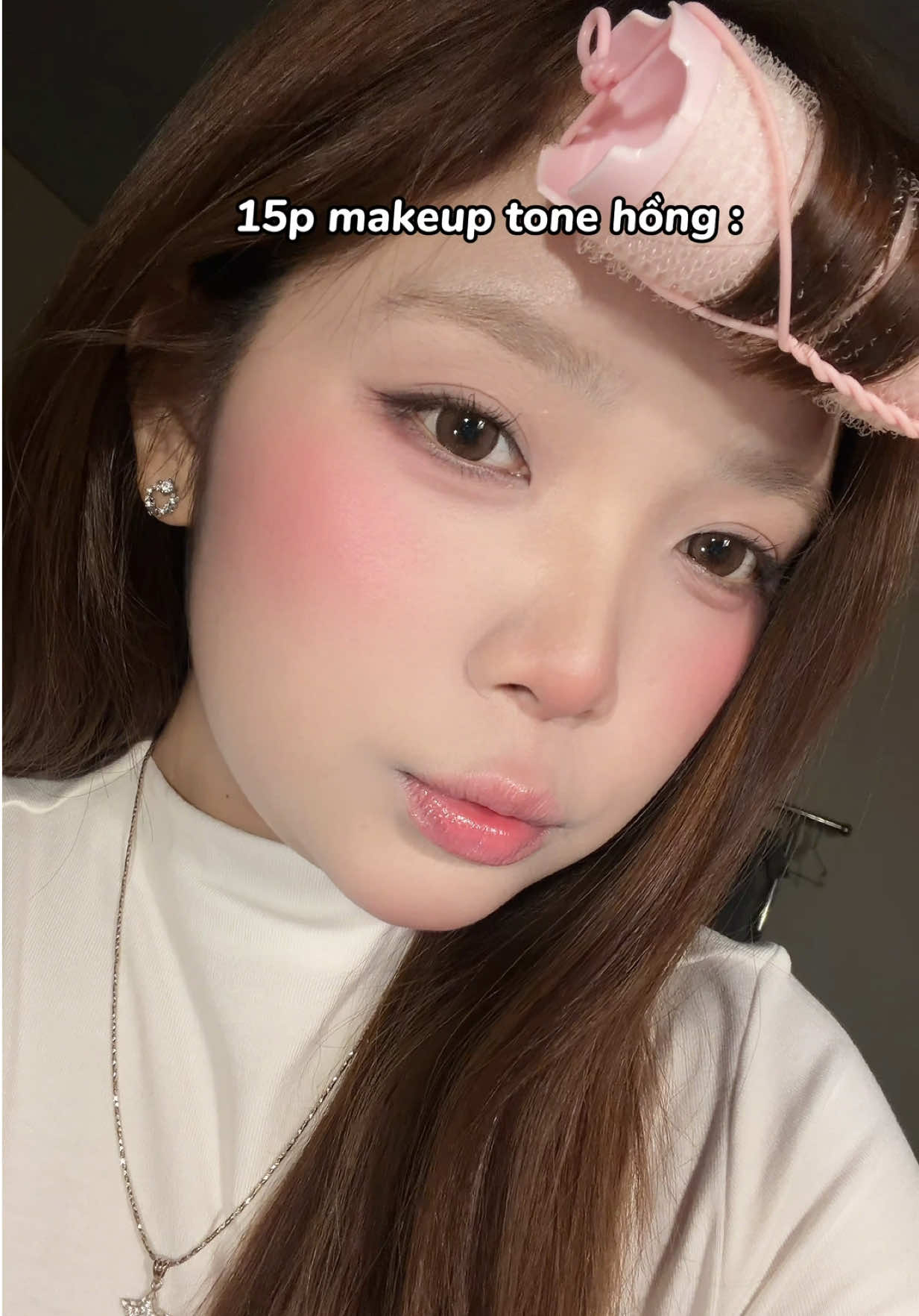 Tutorial tone hồng đơn giản hông coá đánh mắt gì nhìuuu nà😗 #makeup #goclamdep #3CExMikshimai #Hợptáccùng3CE #3andChịEm 