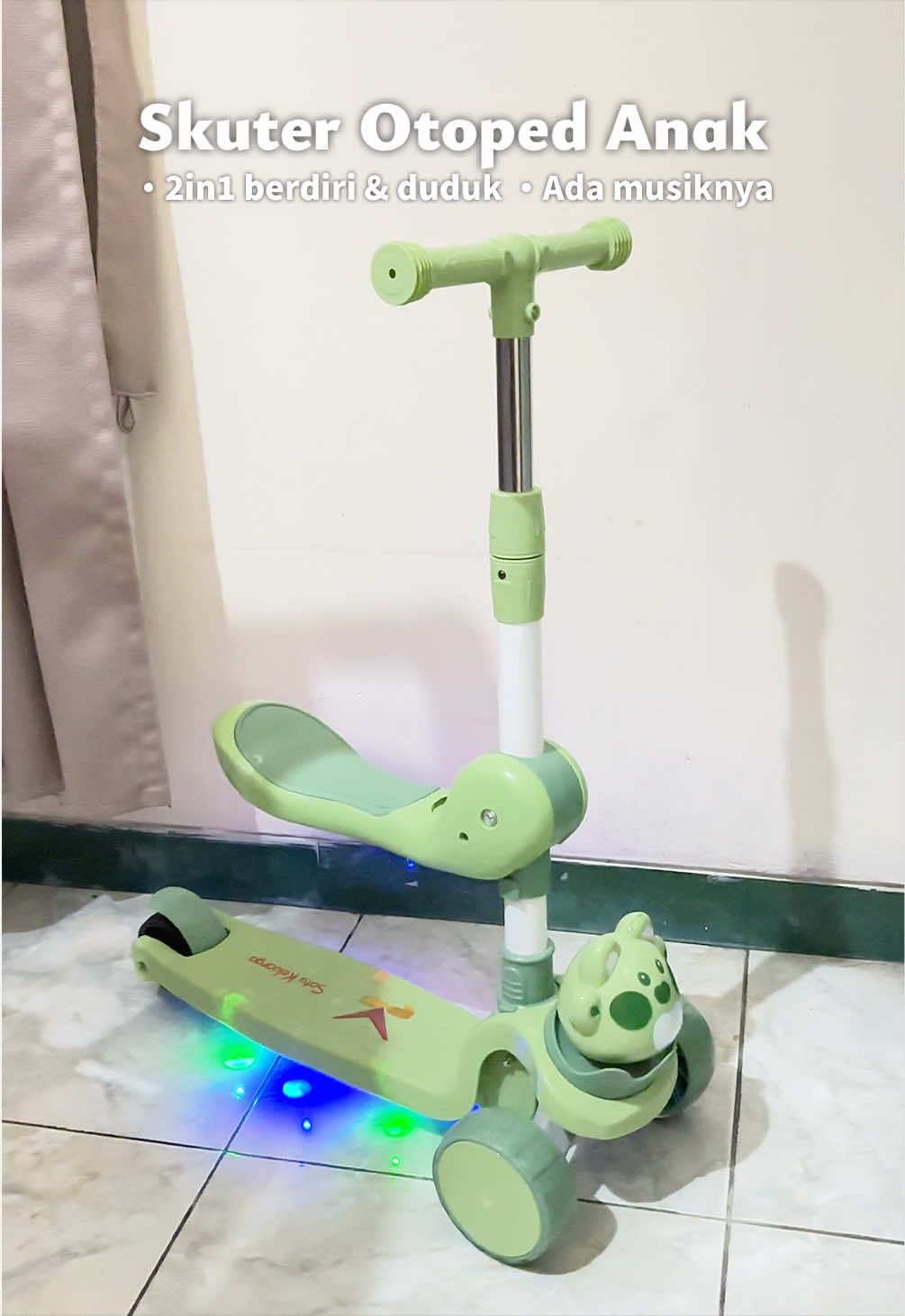Skuter anak roda 3 ada musiknya..bisa juga buat ide kado 💚#creatorsearchinsights #produkuntukdibeli #skuteranak #scooter #skuteranakmurah 
