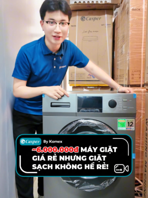 🌀 Chưa tới 6 triệu đã có máy giặt Inverter 9.5kg – Quá hời cho cả gia đình! Máy giặt Casper WF-95VG5 sở hữu khối lượng giặt 9.5kg, phù hợp gia đình 4–6 người. Trang bị động cơ Inverter vận hành êm ái, tiết kiệm điện nước, kết hợp chế độ giặt hơi nước Steam Wash giúp giảm vi khuẩn, hạn chế nhăn và chăm sóc quần áo tốt hơn. Nhiều chương trình giặt thông minh, thiết kế cửa trước hiện đại cùng bảo hành động cơ lên đến 20 năm, giúp bạn an tâm sử dụng lâu dài. #casper #maygiatcasper #maygiatcuangang #GiaDungThongMinh