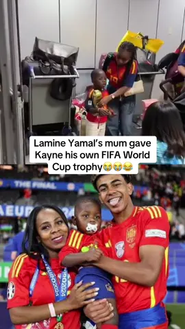 Lamine Yamal’s mum gave Kayne his own FIFA World Cup trophy, but he didn’t like it… this kid is something else 😭😭😂