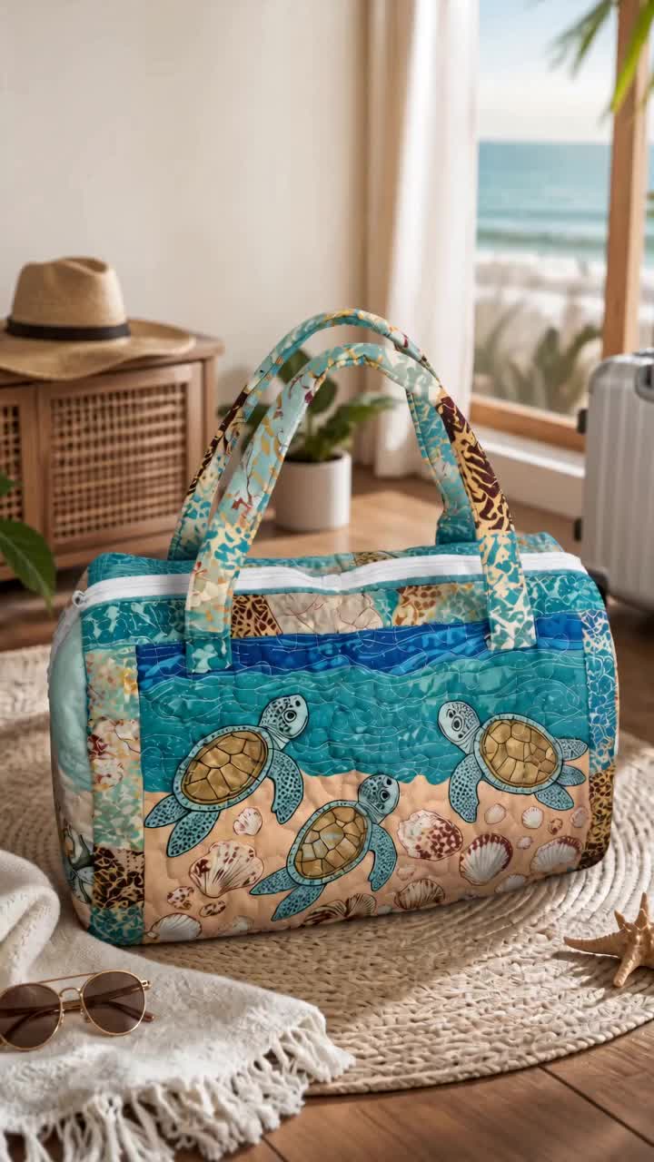 【Large Capacity】: This duffel bag offers ample space for all your travel essentials, making it perfect for weekend trips.

【Lightweight Design】: Easily carry this bag without strain, thanks to its lightweight construction ideal for overnight stays.

【Quilted Texture】: The quilted pattern adds a unique touch, enhancing both durability and aesthetic appeal.

【Turtle Print】: Featuring a beach turtle print, this bag brings a fun and vibrant vibe to your outdoor adventures.

【Versatile Use】: Suitable for various occasions, from fitness outings to vacations, ensuring you're always prepared. 