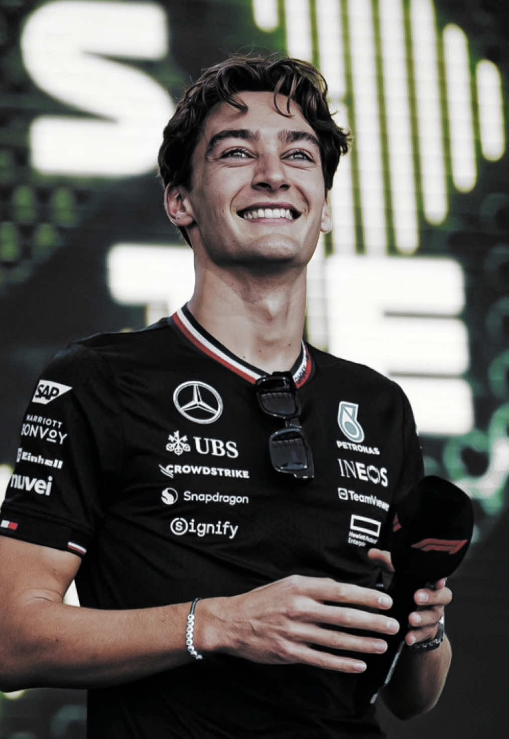 ⊹ ࣪ ˖  #GEORGERUSSELL :: my fav swiftie  tags : #f1 #taylorswift #viral #fyp george russell mercedes amg petronas f1 team gr63 team gr63 formula one 2026 grandprix blow this up trending please go viral taylor swift elizabeth taylor  cc + panning - sweetlydevoted 