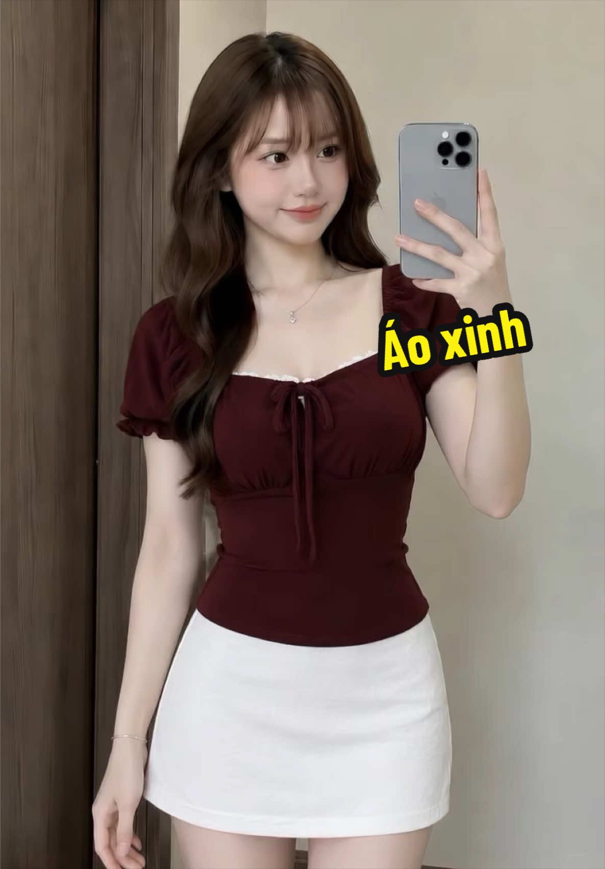 Áo thun nữ cổ vuông phối ren thắt nơ tay phồng xinh xắn 😍 #aothun #aoxinhhottrend #myoutfit #fyp 