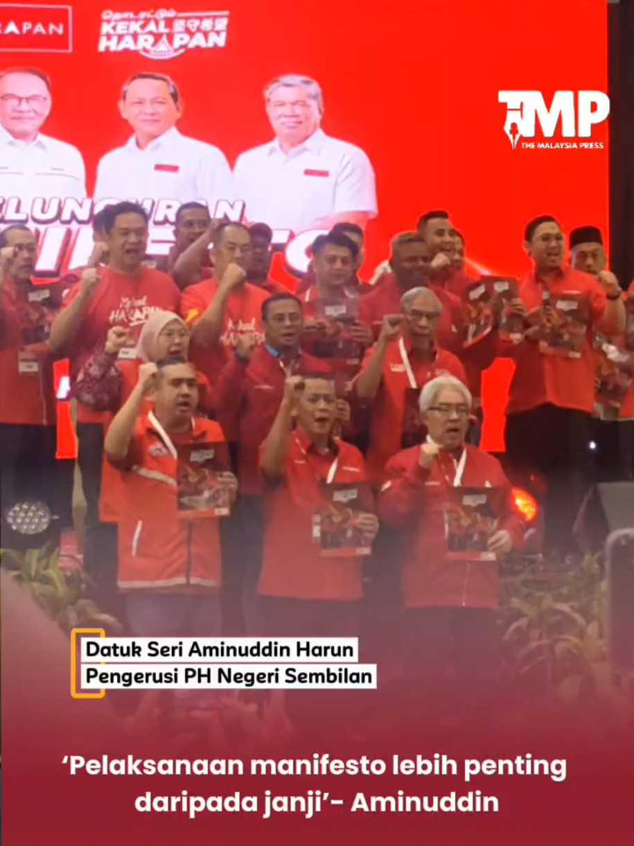 Manifesto yang ditawarkan Pakatan Harapan bagi Pilihan Raya Negeri (PRN) Negeri Sembilan ke-16 merupakan satu pelan tindakan realistik dan mampu dilaksanakan sepenuhnya secara holistik. #PRNNegeriSembilan 
