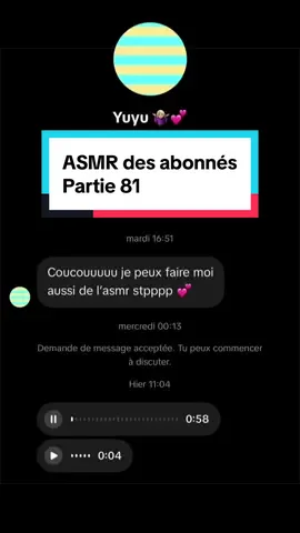 🎙️ ASMR des abonnés - Partie 81 : @Yuyu 🤷🏼‍♀️💕  📩 Envoie-moi ton meilleur vocal ASMR en message privé 🎧 Je publierai les meilleurs sur ce compte 👤 Tu peux choisir d’être mentionné ou de rester totalement anonyme #ASMR #lofiasmr #asmrcommunity #relax #debutant