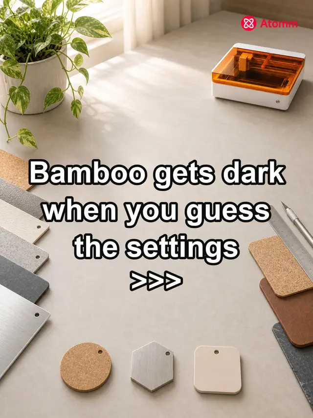 Bamboo getting too dark? Start with a verified baseline and increase speed before adding more power. Keep an eye on every pass. Comment BAMBOO for more ready-to-use laser settings. #laserengraving #lasersettings #bamboocrafts #laserprojects #maker