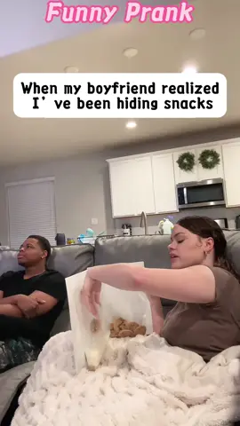 When my bf found out I was secretly eating snacks🤣🤣🤣#couple #funny #video #prank #reaction  
