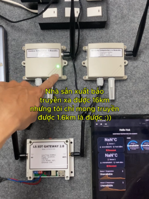 Gateway IOT, giám sát nhiệt độ và độ ẩm từ xa, iot, lora, truyền dữ liệu không dây, modbus rs485, ethernet