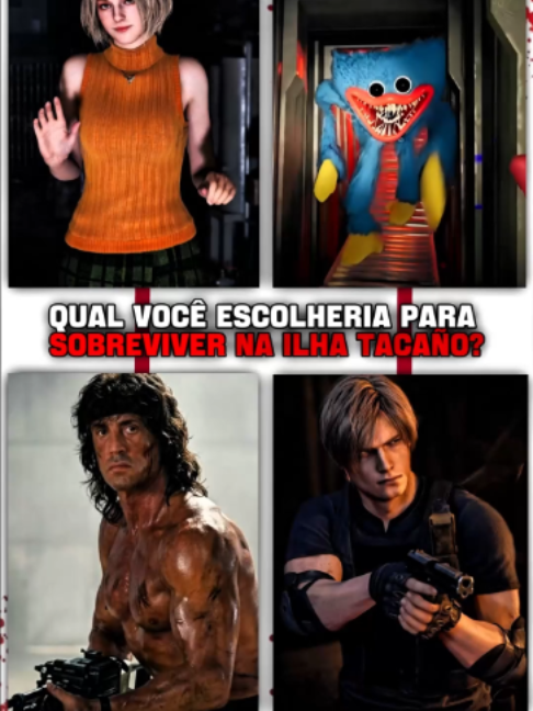 QUAL VOCÊ ESCOLHERIA ? #leon #residentevil #rambo #poppyplaytime #islatacano #jurassicpark