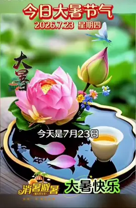 好友們早上好🌹🌹❤️❤️🥳🥳🌷🌷今天是7月23日星期四，今日是大暑，大暑是夏天最後一個節氣。願你接下來的日子，有“暑”不盡的好運，“暑”不盡的快樂，“暑”不盡的幸福，“暑”不盡的財運，“暑”不盡的健康。一切美好都會“暑”於你，祝大暑安康！🌷🌷❤️❤️ #情感语录 #暖心文案 #感謝官方流量推送 #小助手推薦一下作品