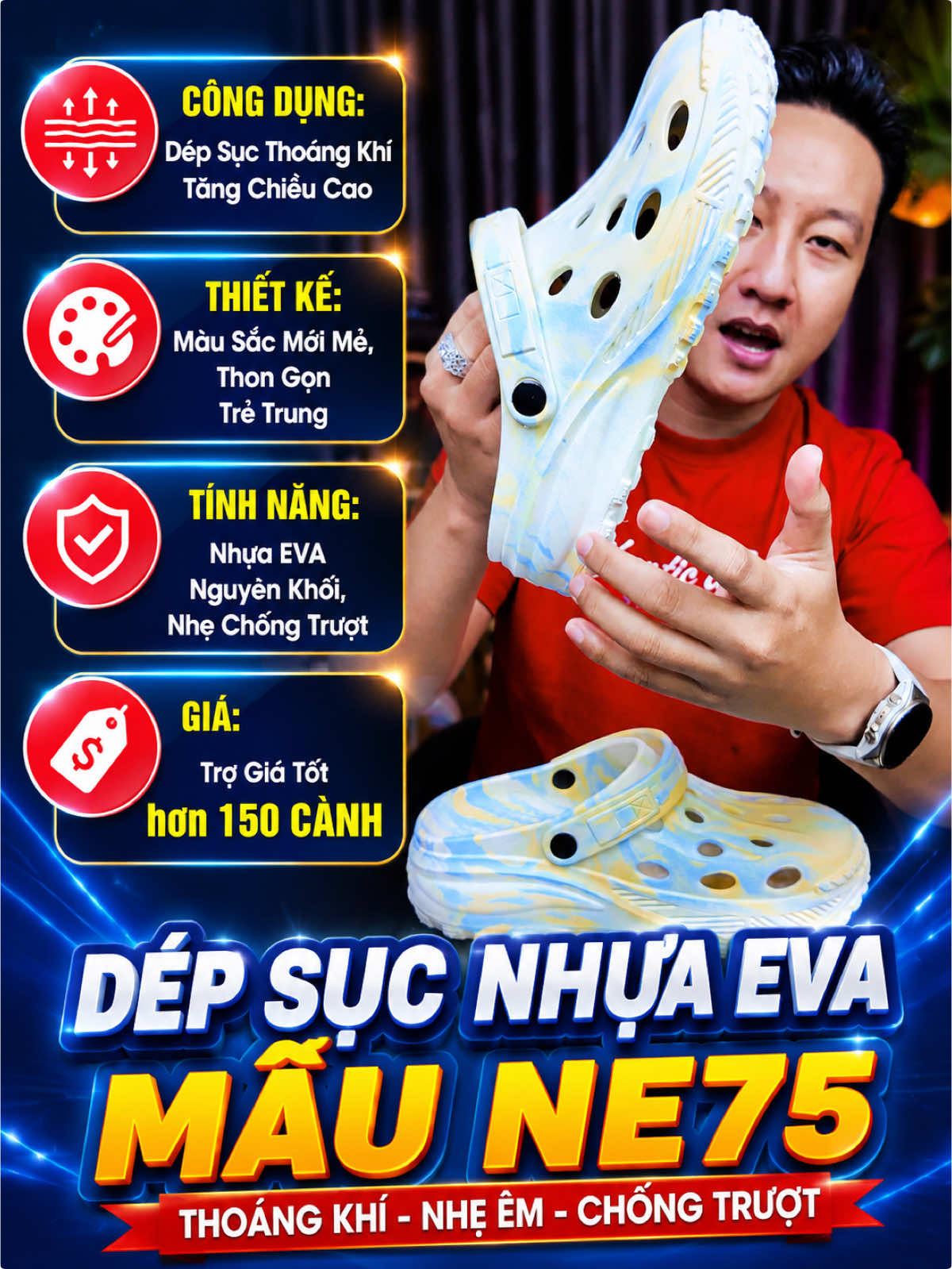Lên Lun Mẫu Dép Sục NE75 Chất Liệu EVA Chính Hãng NESTY #luonglenlun #NESTY #depsuc #SaleLuongVe #SaleVuiChinhHang 