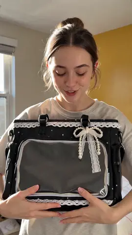 Small Fresh Star Printed Ita Bag, Lace Pearl Trim, Transparent Window Tote, Detachable Crossbody Strap, Multi-Pocket, Large Capacity #bagaccessories #handbaglover #bagmusthaves #cutehandbag #trendybags #lunchbagforwomen #handbagslover #handbagstyle #summerhandbags #baglover👜