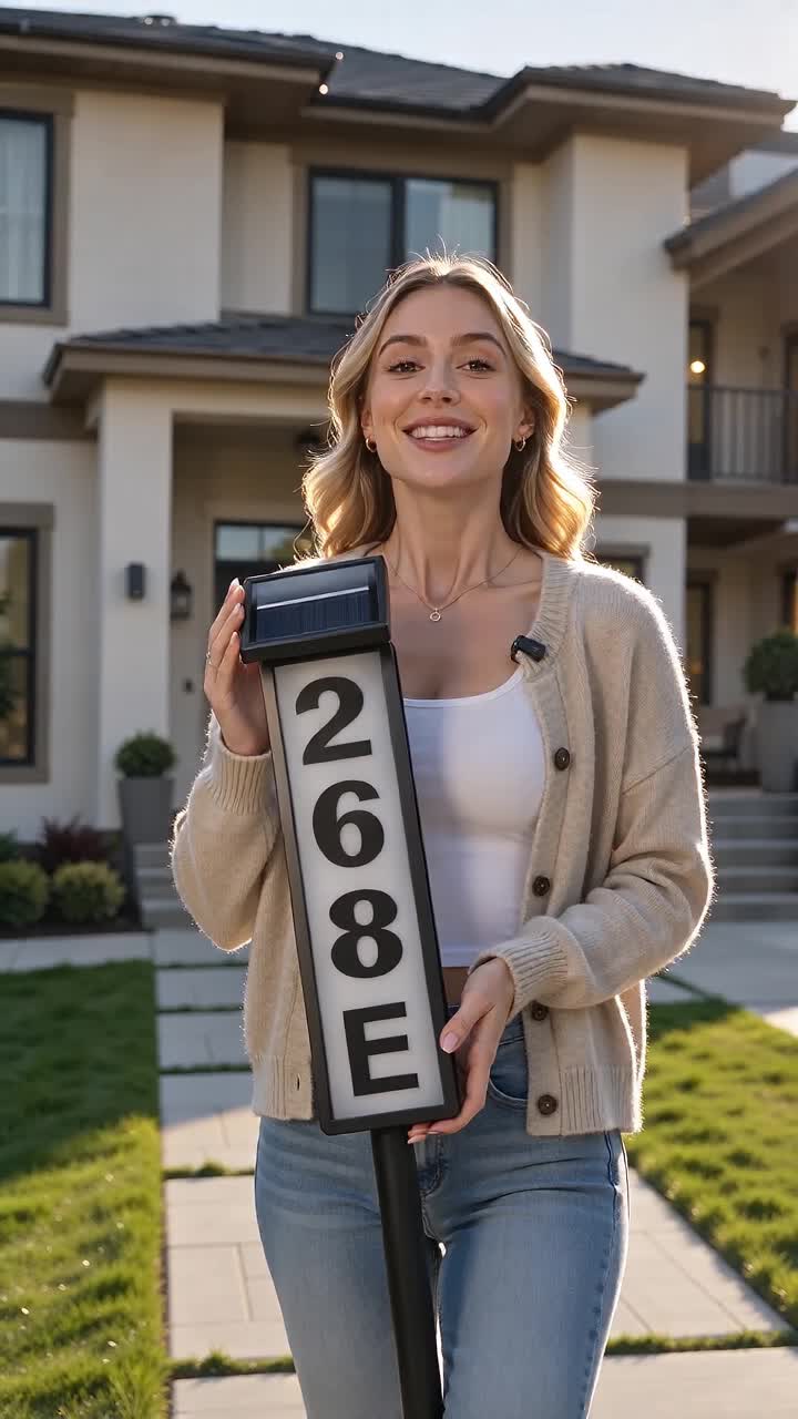 Wire-free solar stake house number light. Cool & warm light modes, waterproof. Clear address all night long. #HomeDecor #SolarPowered #HouseAddress #LawnLight #ExteriorHomeDesign