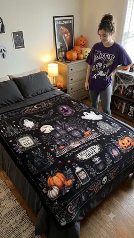 POV: Your Halloween vibe just got a cozy upgrade 🎃👻 This flannel blanket is *chef's kiss* 🔥 #weeklydeals #payday #HalloweenEssentials #CozySeason #SpookyVibes 