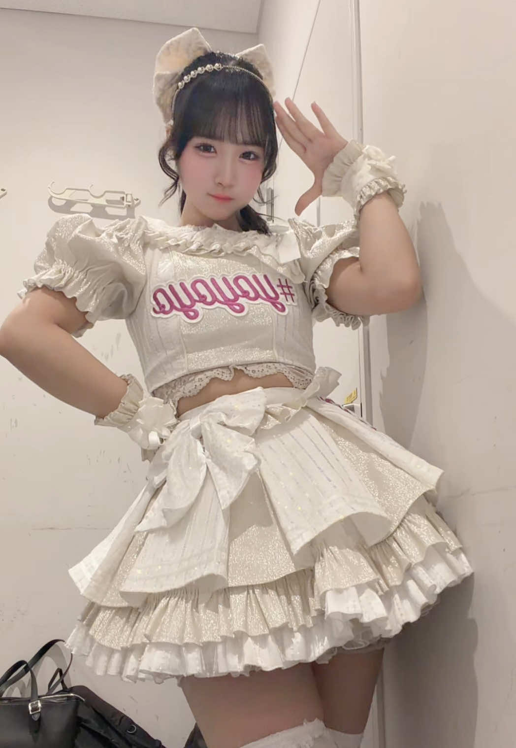 久しぶりのチア衣装〜！🤍 ゆりの初めて着れたアイドル衣装だったから👶🏻とても思い出深くてすき♩ちなみに明日でデビューして半年♡ #08 #アイドル #高校生#JK 