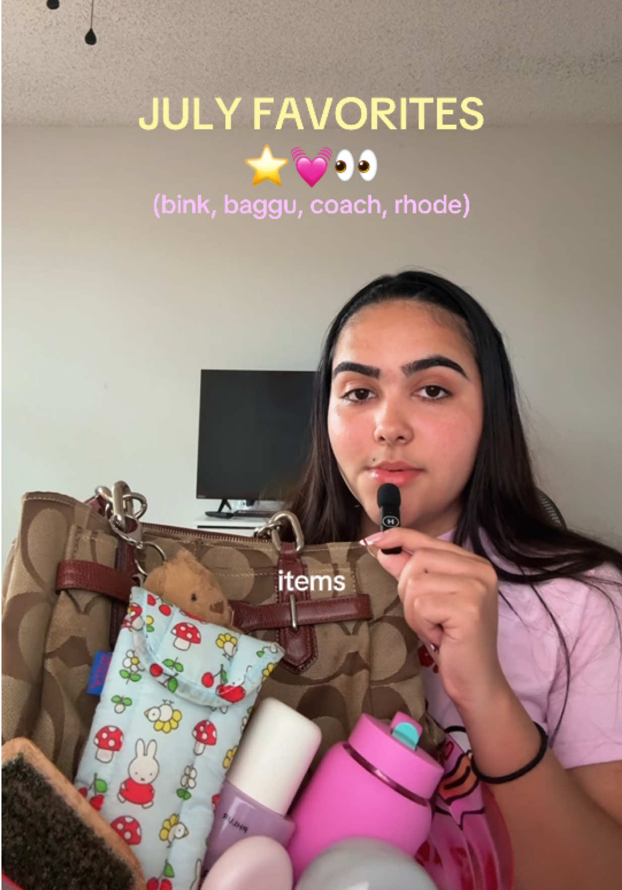 my favorites! @Phlur Fragrances @rhode skin @Bink Made @BAGGU @Emi Jay @Glossier @Coach 