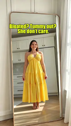 I was literally so scared it wouldn’t fit my waist, but look at that tie-back detail in the back!! You can tie it as tight or loose as you need. Absolutely obsessed!#Style #dress #maxidress #summertops #outfit 