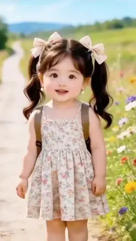 Bé yêu nào đang nhảy múa trên con đường hoa vậy? ￼