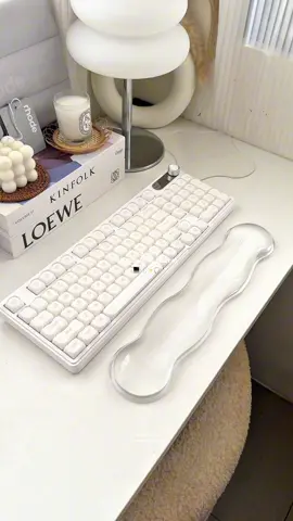 this is your sign to get a cute and ergonomic wrist rest! ⭐️⌨️ prevents wrist strain and is so pretty on your desk 🙂‍↕️🎀 #wristrest #ergonomic #desksetup #deskessentials #keyboard 