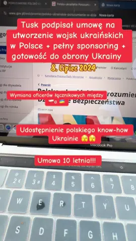 Tusk podpisał umowę z 🇺🇦 tworzenie wojsk ukraińskich w Polsce okres 10 lat !jak będzie wyglądać Polska za 10 lat ? Czy Polska jeszcze będzie istnieć?@Mati🇵🇱🏴󠁧󠁢󠁳󠁣󠁴󠁿 @Jacek 🇵🇱 