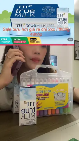 Thùng 48 hộp sưɑ~ tươi tiệt trùnġ có đường /ít đường TH true MILK 110ml và 180ml