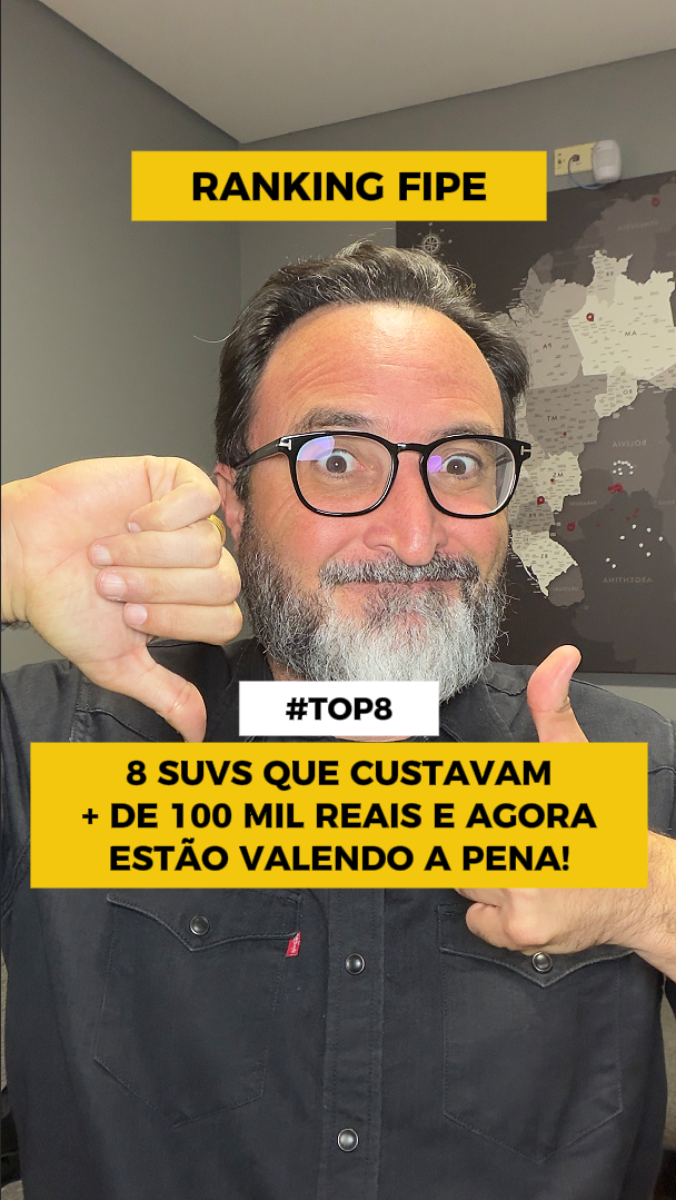 Esses 8 SUVs custavam mais de R$ 100 mil e hoje a FIPE já mostra menos que isso. Comparei julho/2025 com julho/2026 (Tabela FIPE, referência Autoconf) e todos furaram a barreira dos cem mil pra baixo. O detalhe é que a maioria é top de linha: 4x4, teto solar, turbo, multimídia coisa que o zero nessa faixa de preço nem sonha em entregar. O campeão do ranking perdeu quase 13 mil em 1 ano. E é um 2024. Salva esse post pra consultar quando for negociar o seu Qual desses você compraria hoje e qual você não compraria nunca? Comenta aí E marca aquele amigo que tá caçando um SUV de até 100 mil.