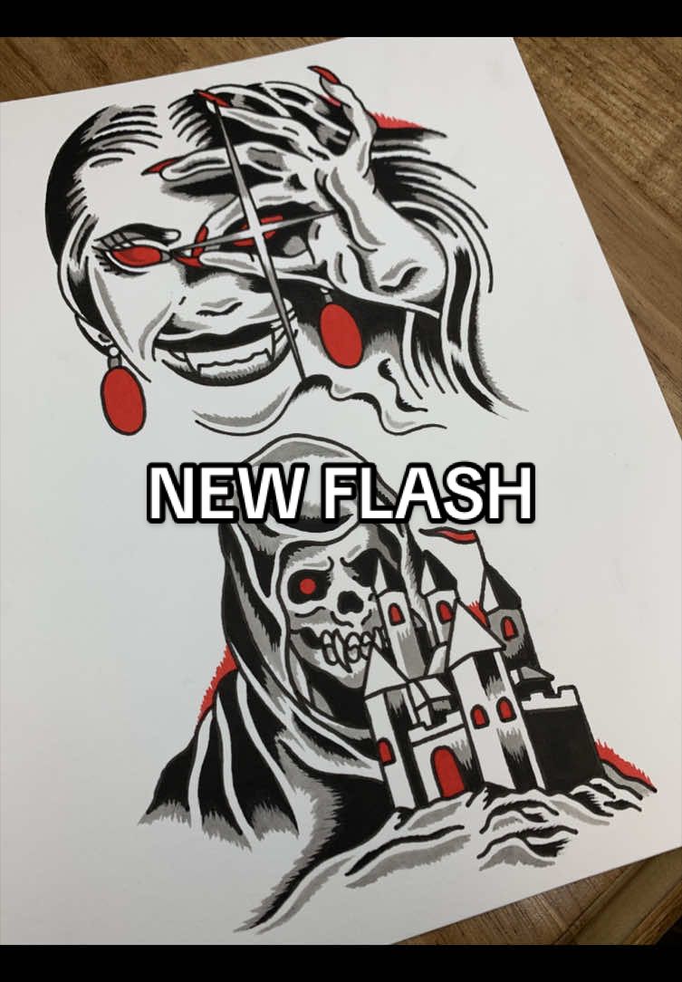 New available designs @Tatouage la Crypte 🏰🪦🩸 ☠️ 11 rue de la Gare, Saint-Jérôme, Québec #goth #gothic #traditionaltattoo #tattoo #vampire