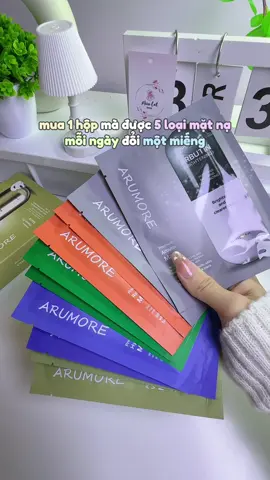 Mua một hộp mặt nạ nhà Arumore mà được hẳn 5 loại mặt nạ cân mọi trạng thái #matnaarumore #matnacapam #matnaduongda #matnagiay 