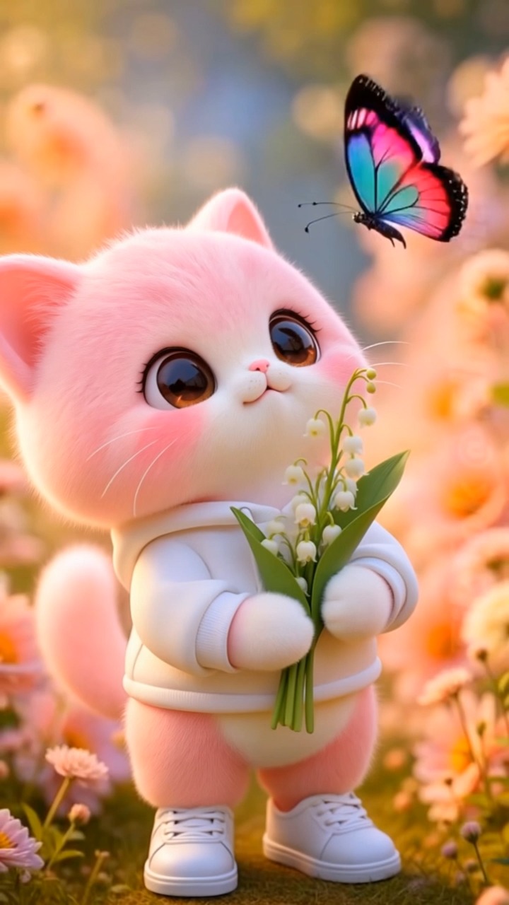Butterfly Flower Kitty#cutepet #kidscontent #cuteanimation #littlekitten #funny