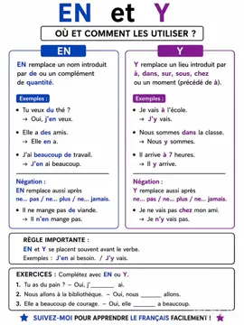#apprendresurtiktok .Apprendre le français facilement. 'EN et Y' où et comment les utiliser?