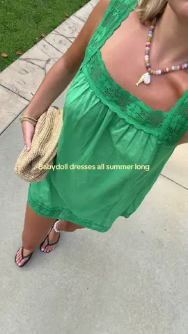 Soaking up babydoll dress szn #outfitinspo #summeroutfits #summerlooks #babydolldress #ootn 