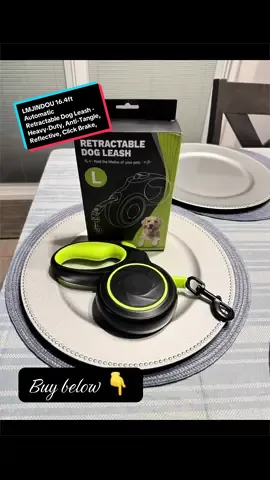 LMJINDOU 16.4ft Automatic Retractable Dog Leash - 🐶🐾Heavy-Duty, Anti-Tangle, Reflective, Click Brake, Ergonomic 360° Swivel - For Medium & Large Dogs #retractabledogleash #dogtiktok #dogtok #dogsoftiktok #dogleash  
