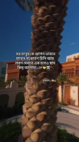 সব মানুষ কে আপন ভাবতে যাবেন না,কারণ চিনি আর  লবণ দেখতে এক হলেও স্বাদ কিন্তু আলাদা...! 🤝☠️🚩#CapCut 