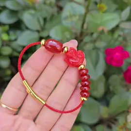 Q592 Vòng cáp lu thống, ngũ điếu Ngọc Agate Đỏ, hồ ly Ngọc Huyết, Hỏa và Thổ - Phong Thuỷ Phong Thủy TUDO #TUDOdathiennhien #TUDOgem #vongtaynu #vongphongthuy #phongthuyTUDO 