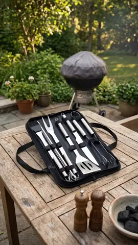 Conjunto de Churrasco De Luxo 9 Peças Inox Profissional C/ Maleta!!!! Ótimo presente para o dia dos pais #diadospais #dicadepresente #churrasco #kitchurrasco #conjunto 