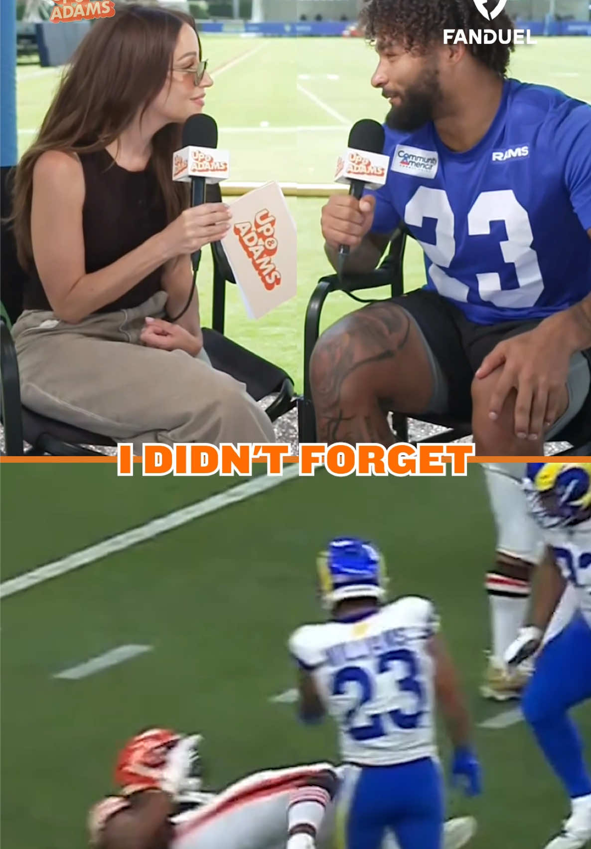 Kyren Williams and Myles Garrett had UNFINISHED BUSINESS?? The Rams RB on his HUGE chip block on his now-teammate back in 2023 #nflfootball #larams #mylesgarrett 