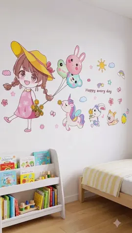 F5 căn phòng của con gái nhỏ chỉ trong 15 phút! 💖✨ Decal dán tường hình bé gái cùng dàn thú cưng siêu dễ thương, màu sắc nhã nhặn hoạ tiết sắc nét. Chất liệu tự dính cực tiện, không lo bong tróc sơn hay làm bẩn tường. Mẹ chỉ cần bóc ra và dán cùng bé là có ngay không gian sống động, rực rỡ! 👉 Giá Flash Sale siêu dẻ chỉ hơn 60k, chốt đơn ngay góc trái nhé các mẹ! #decaldantuong #trangtriphongngu #decorphongchobe #decaldantuongbegai #trangtrinhacua   
