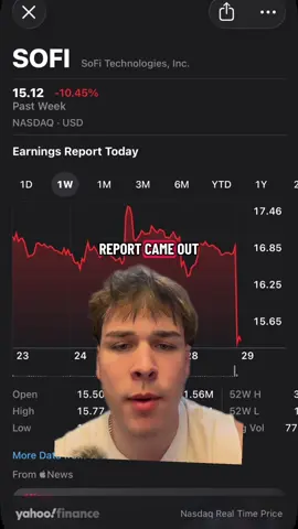SOFI stock drops 11% after earnings! Time to buy?? #sofi #stock #investing #earningsreprot #greenscreen 