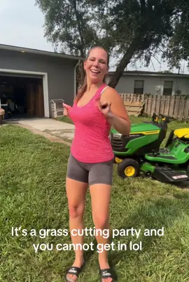 Is the grass cutting party and you cannot get in lol JK #LawnCare #JohnDeere #LiveYourBestLife #BeHappy